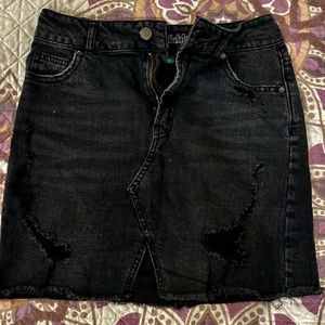 Black Denim Above the Knee Skirt